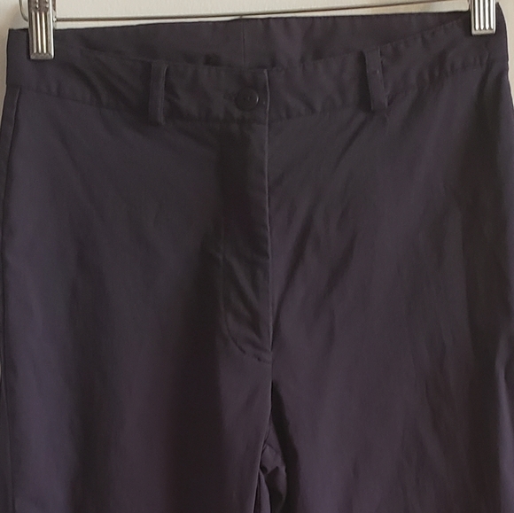 BGN Navy Blue Rayon Nylon Lycra Dress Pant Stitch Floral Ankle Cuffs Woman 7 - Picture 4 of 7